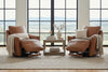 Image of Brett Pecan Leather "Quick Ship" SWIVEL Chair With Power Footrest