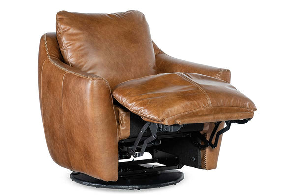 Brett Pecan Leather "Quick Ship" SWIVEL Chair With Power Footrest