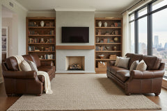 Brighton 83 Inch "Quick Ship" Traditional Top Grain Leather Pillow Back Sofa