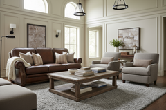 Brighton 83 Inch "Quick Ship" Traditional Top Grain Leather Pillow Back Sofa