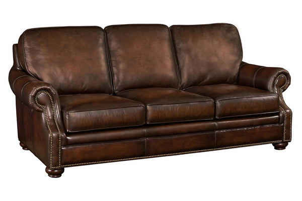 Brighton 83 Inch "Quick Ship" Traditional Top Grain Leather Pillow Back Sofa