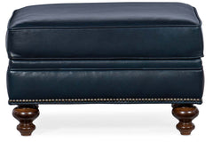 Broadway Traditional Leather Ottoman