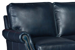 Broadway 82 Inch Traditional Three Cushion Pillow Back Leather Sofa