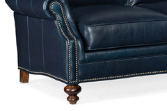 Broadway 82 Inch Traditional Three Cushion Pillow Back Leather Sofa