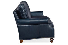 Broadway 82 Inch Traditional Three Cushion Pillow Back Leather Sofa
