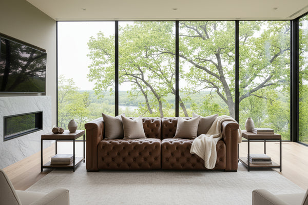 Savion Lodge Chesterfield 88 Inch "Quick Ship" Wall Hugger Power Leather Reclining Sofa