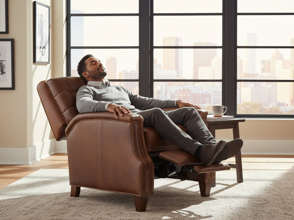 Brookshire Leather Biscuit Back Tufted Recliner Chair