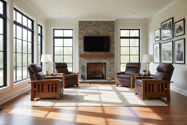 Burrow "Wall Hugger" Mission Style Leather Reclining Chair