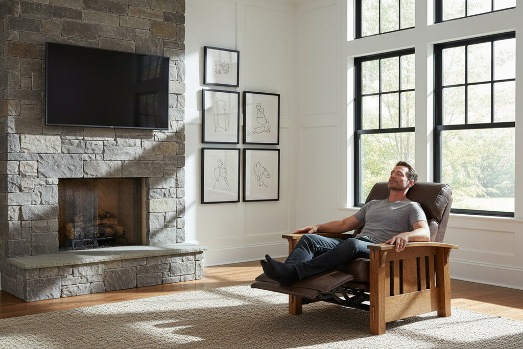 Burrow Wall Hugger Mission Style Leather Reclining Chair