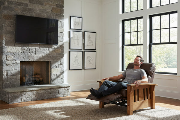 Burrow "Wall Hugger" Mission Style Leather Reclining Chair