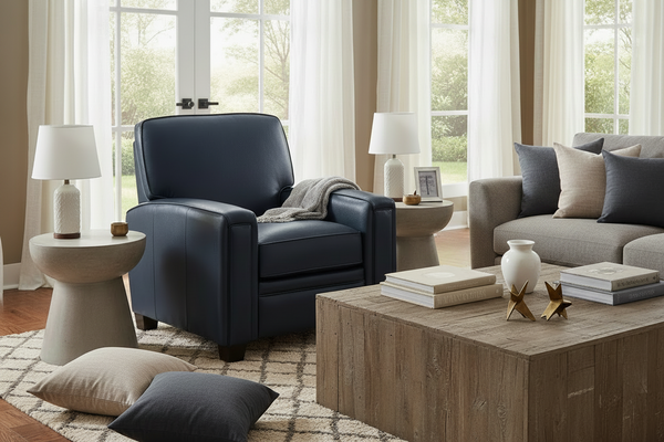 Burton Square Leather Tight Back Recliner