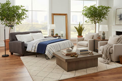 Burton 81 Inch Leather Queen Tight Back Sleeper Sofa