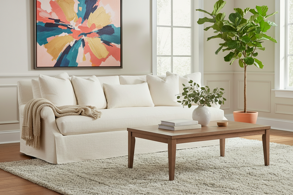 Calista 85, 98 Or 110 Inch Hand-Crafted Oversized Slipcovered Sofa