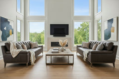 Carey 100 Inch "Quick Ship" Transitional Leather Channel Back Sofa