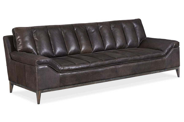 Carey Quick Ship Transitional Leather Channel Back Accent Chair