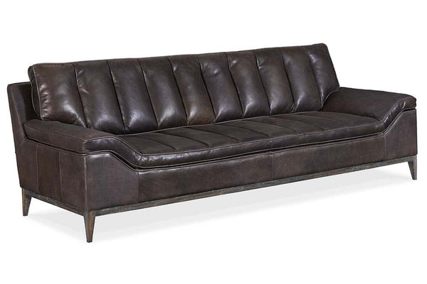 Carey 100 Inch "Quick Ship" Transitional Leather Channel Back Sofa
