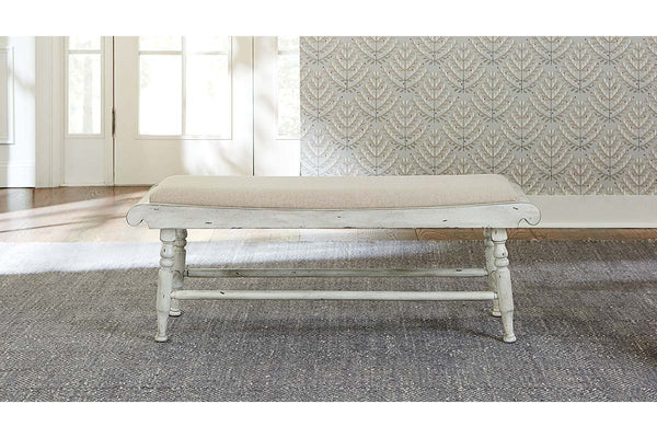 Carlee Antique Linen Modern Farmhouse 6-Piece Trestle Table Dining Set W/ Bench