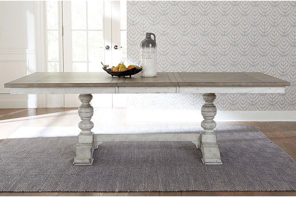 Carlee Antique Linen Modern Farmhouse 5-Piece Trestle Table Dining Set