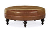 Image of Carver 42 Inch Round Center Button Ottoman With Turned Legs
