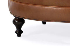 Carver 42 Inch Round Center Button Ottoman With Turned Legs