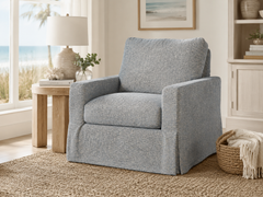 Tatum Mineral Slipcovered **SWIVEL** "Quick Ship" Track Arm Fabric Armchair