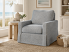 Image of Tatum Mineral Slipcovered **SWIVEL** "Quick Ship" Track Arm Fabric Armchair