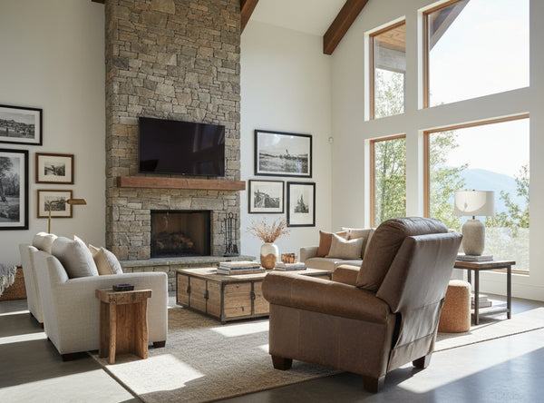 Cecil Leather Rolled Arm Recliner