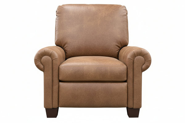 Cecil Leather Rolled Arm Recliner