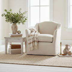 Mandy Quick Ship Slipcovered Swivel Accent Chair