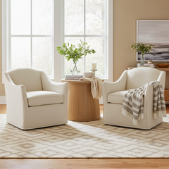 Mandy Quick Ship Slipcovered Swivel Accent Chair