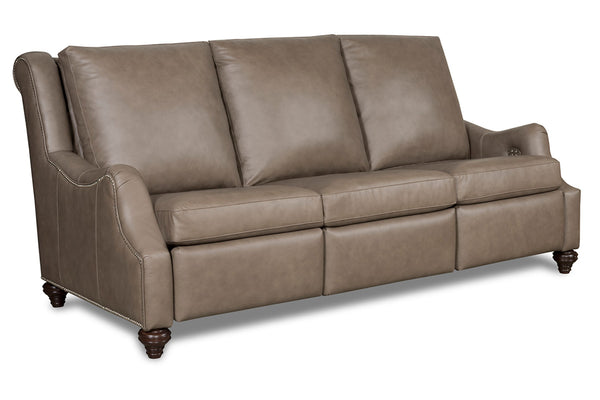 Charles 84 Inch Power Wall Hugger English Arm Leather Sofa