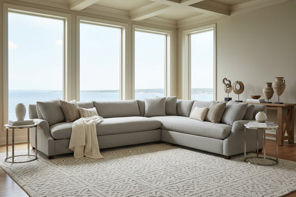 Charlotte Bench Seat Rolled Arm Fabric Sectional