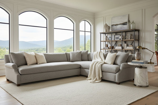 Charlotte Bench Seat Rolled Arm Fabric Sectional