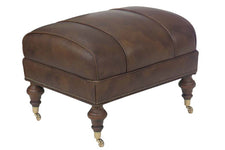 Chesapeake Leather Foot Stool Ottoman With Casters