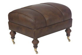 Chesapeake Leather Ottoman With Casters