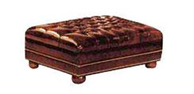 Chesterfield Tufted Leather Ottoman With Nail Trim