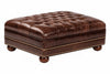 Image of Chesterfield Tufted Leather Footstool Ottoman With Nail Trim