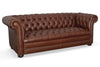 Image of Chesterfield 78 Inch Tufted Leather Studio Size Sofa With Nailheads