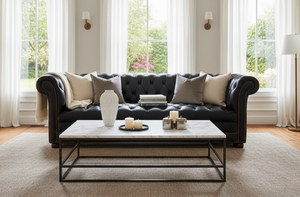 Chesterfield 78 Inch Tufted Leather Studio Size Sofa With Nailheads