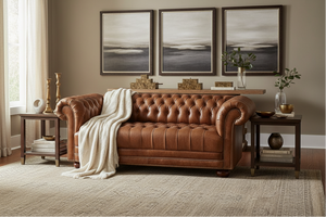 Chesterfield Tufted Leather Loveseat With Nailhead Trim