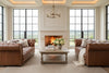Image of Chesterfield 93 Inch Leather Sofa With Tufted Bench Seat And Nail Trim