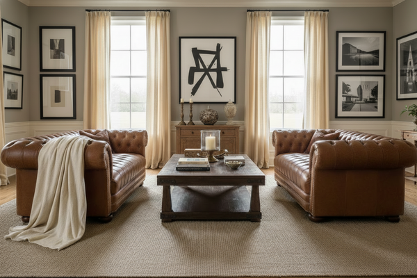 Chesterfield Tufted Leather Sofa Furniture Collection