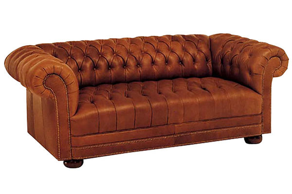 Chesterfield Tufted Leather Loveseat With Nailhead Trim