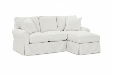 Christine Slipcovered Small Sectional Sofa With Reversible Chaise
