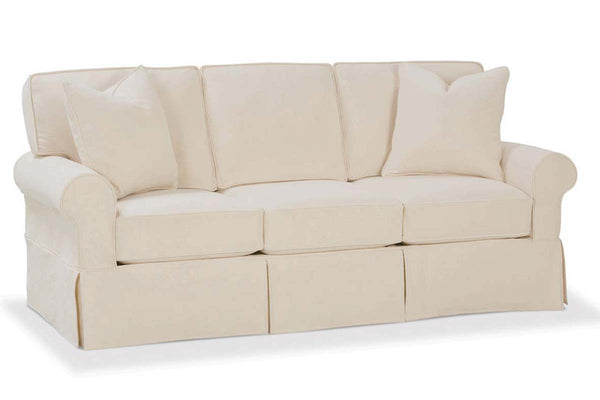 Christine 84 Inch Slipcovered Traditional Sofa With Skirt