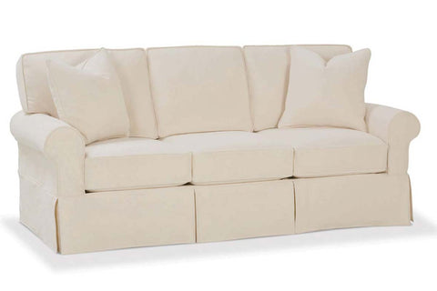 Christine 84 Inch Slipcovered Traditional Sofa With Skirt