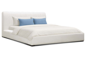 Ciro Queen & King Modern Leather Ribbed Headboard Platform Bed