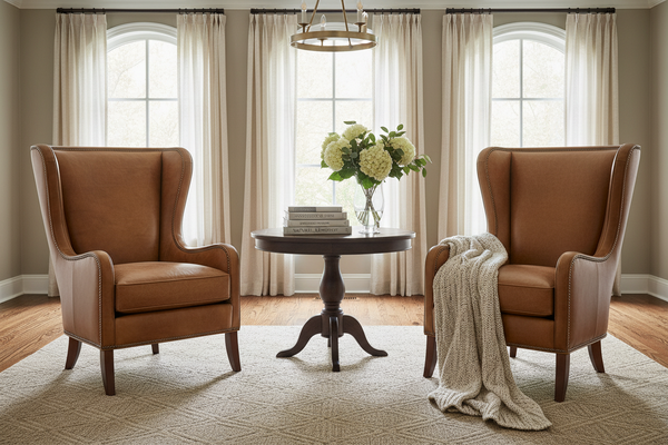 Clement Tall Wing Back Leather Accent Club Chair