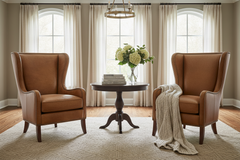Clement Tall Wing Back Leather Accent Club Chair