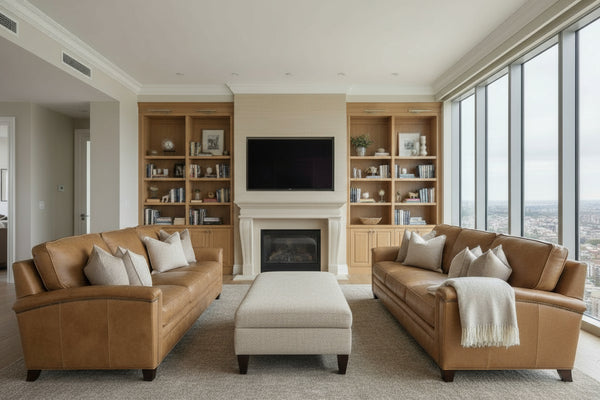 Clifford 88 Inch Transitional Three Cushion Pillow Back Leather Sofa